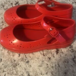 Mini Melissa Red Jelly Mary Jane Sandals with Star Perforation